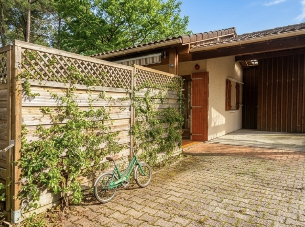 Entrée du chalet avec vélo